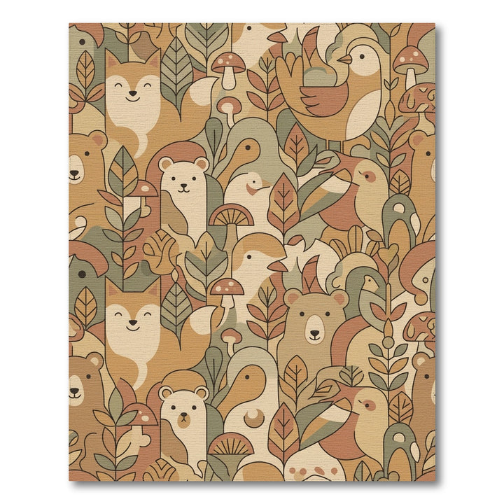 Woodland Animals Autumn Foliage Art Rug