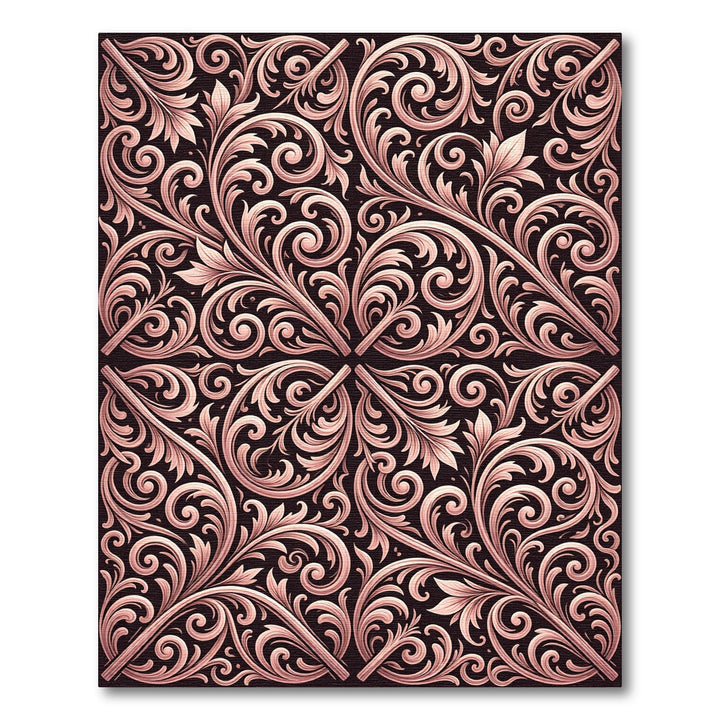 Rose Gold Baroque Swirl Foliage Rug