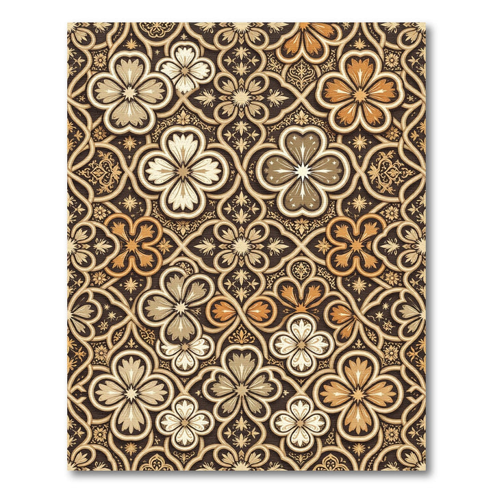 Rich Brown Golden Clover Lattice Rug
