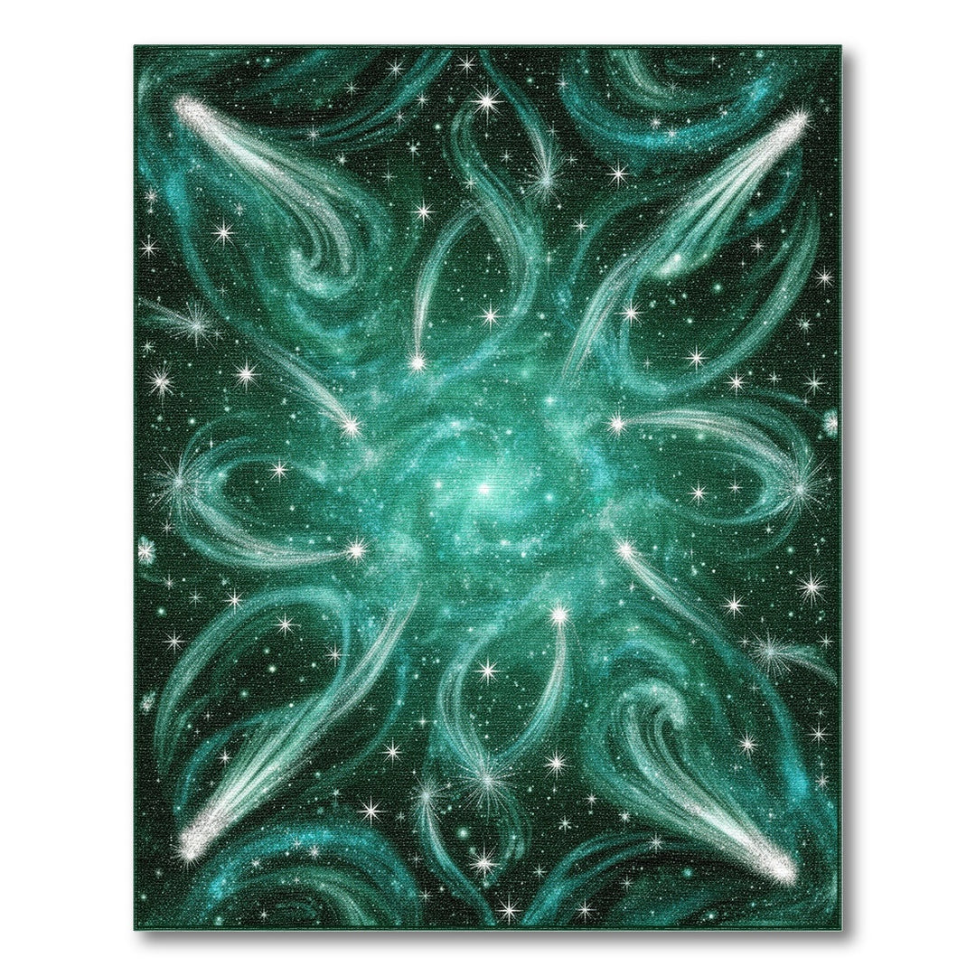 Starry Teal Nebula Washable Area Rug