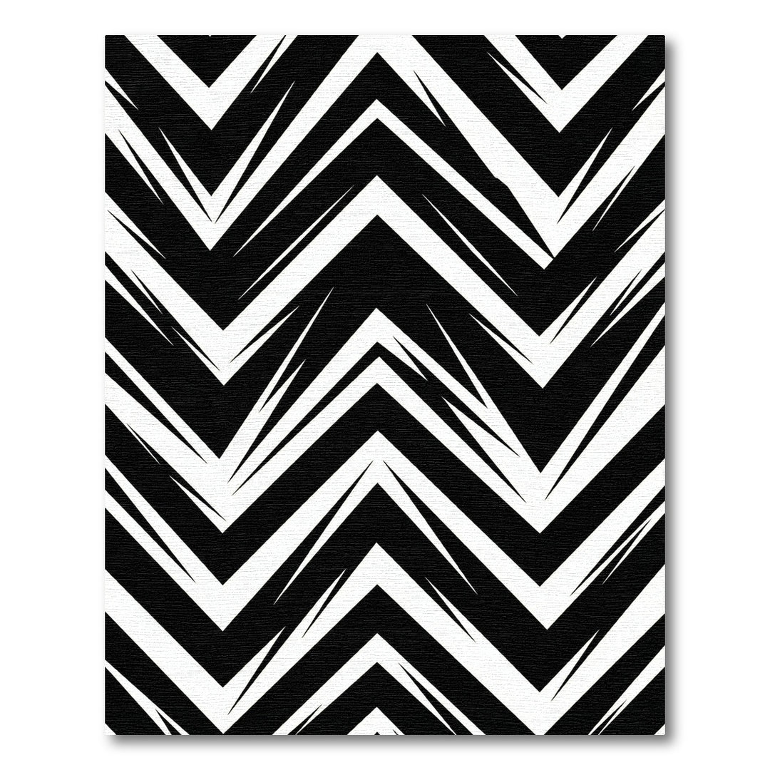 Bold Black White Geometric Zigzag Rug
