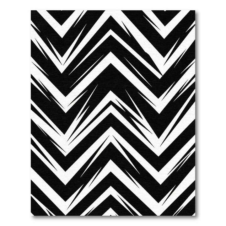 Bold Black White Geometric Zigzag Rug