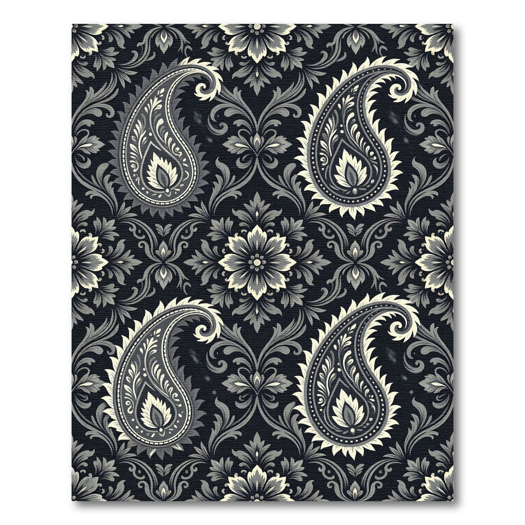 Elegant Black Paisley Floral Area Rug