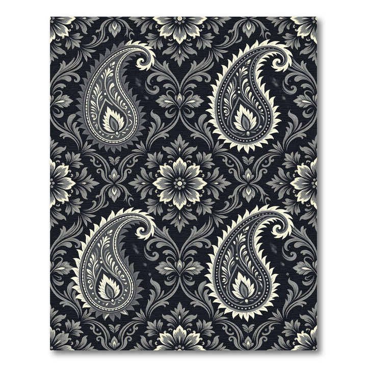 Elegant Black Paisley Floral Area Rug