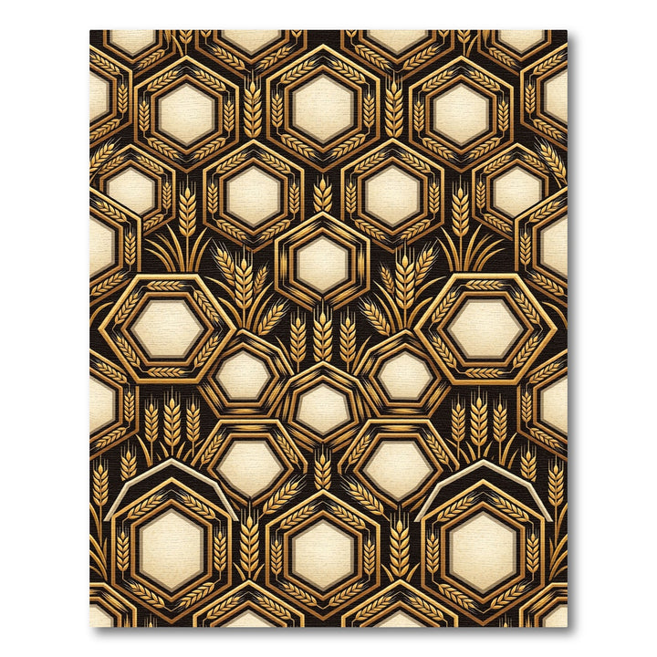 Golden Hexagon Wheat Field Rug