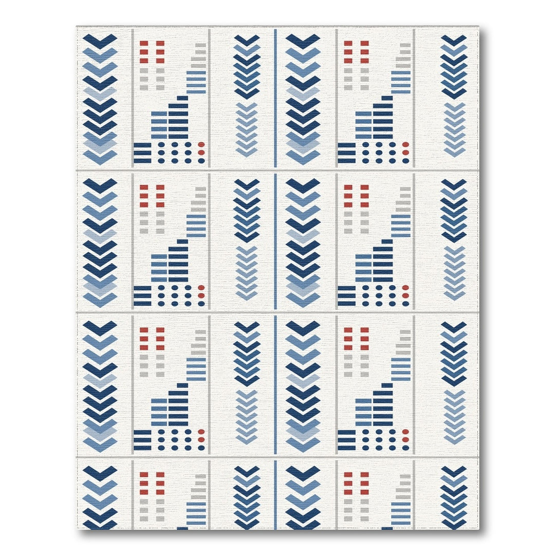 Blue Geometric Chevron Modern Area Rug