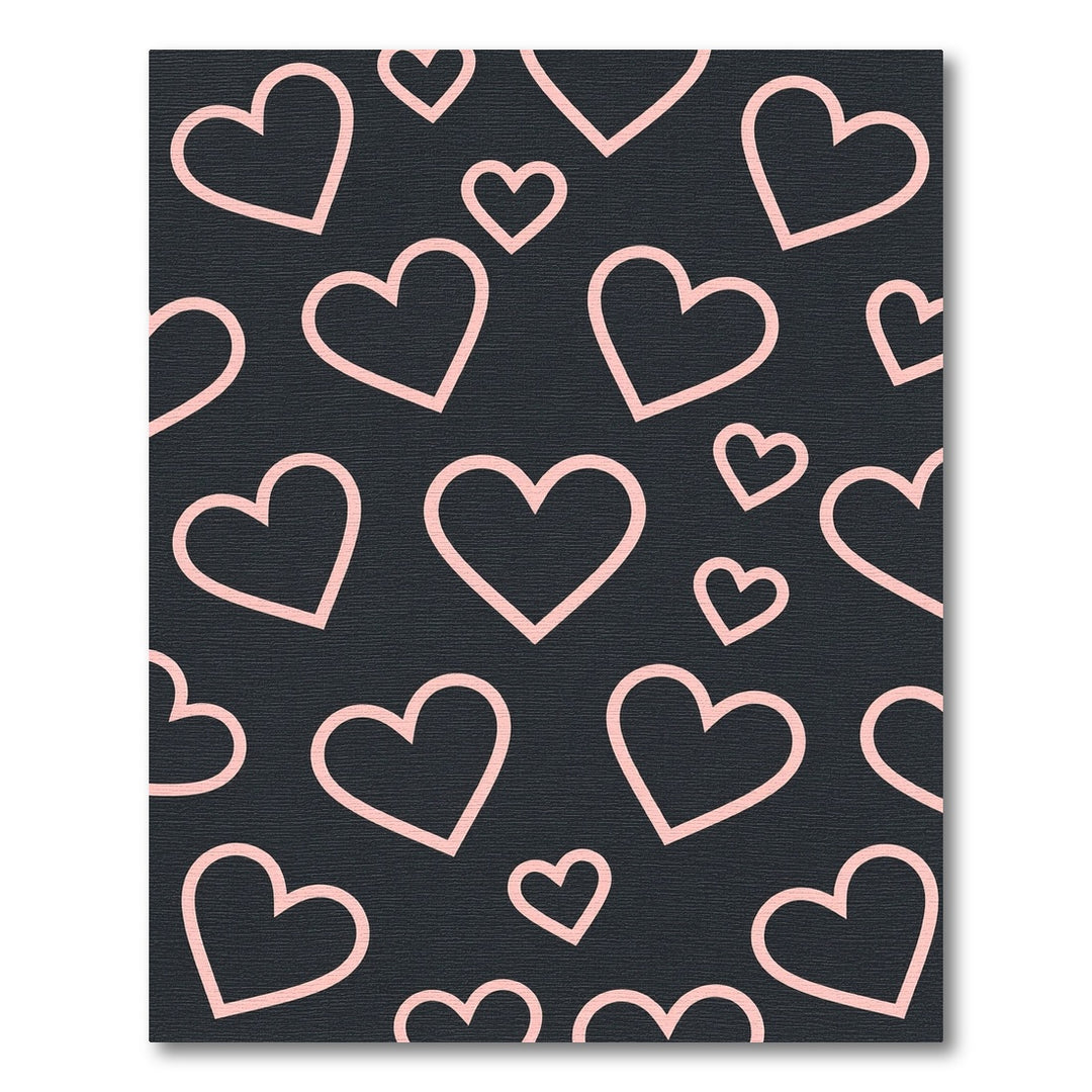 Pink Hearts Dark Background Rug