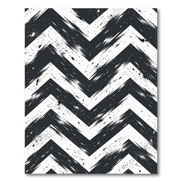 Black White Distressed Chevron Rug