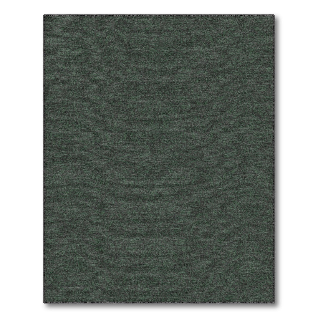 Dark Green Leafy Floral Area Rug