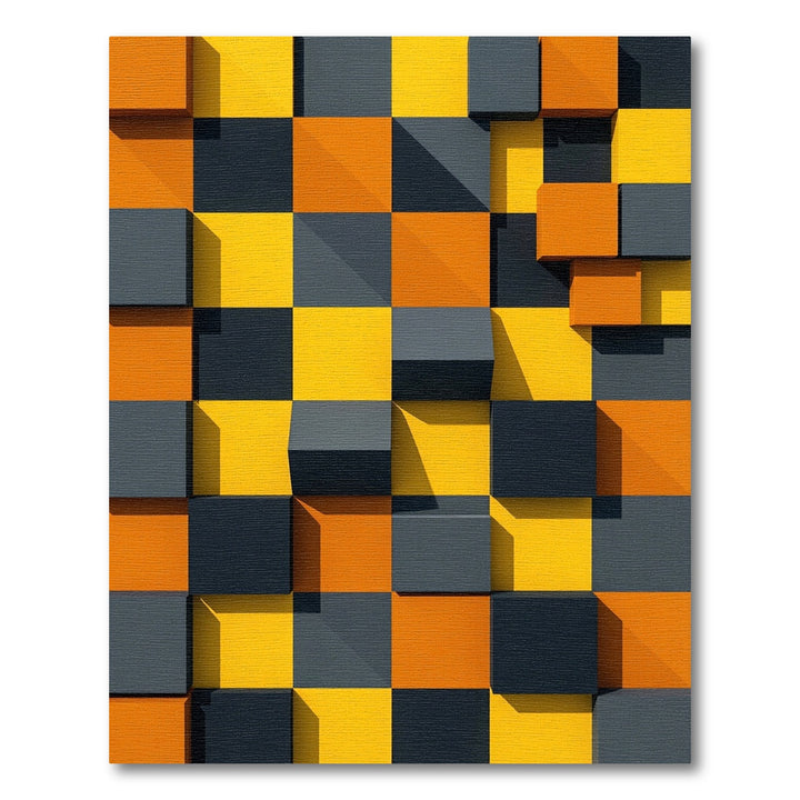 Abstract Geometric Orange Gray Yellow Rug