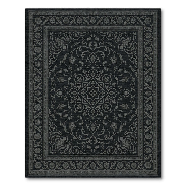 Dark Gray Intricate Floral Medallion Rug