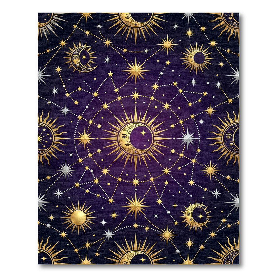 Celestial Sun Moon Starry Night Rug