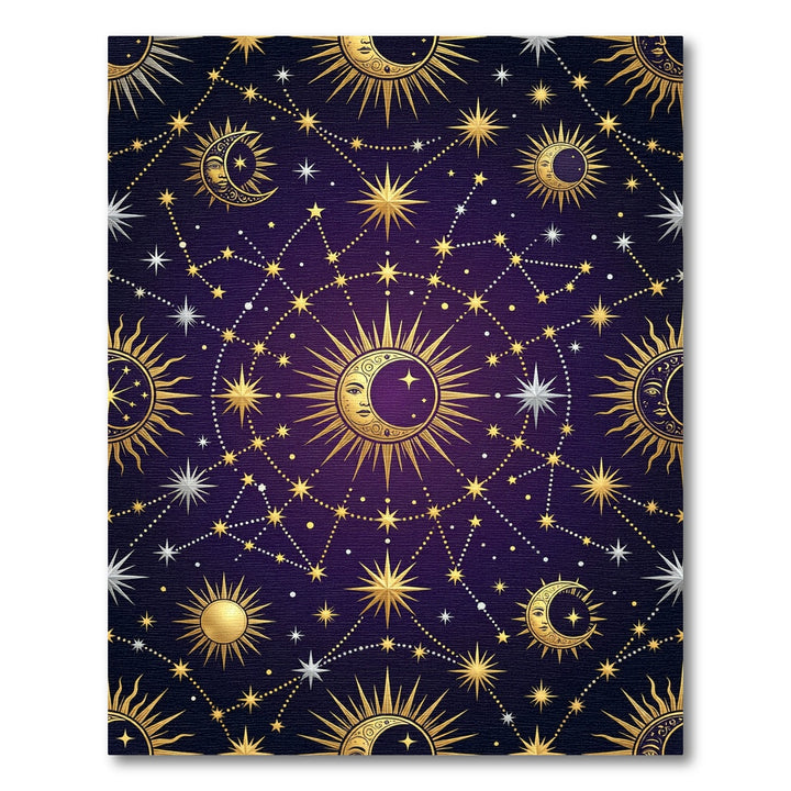 Celestial Sun Moon Starry Night Rug