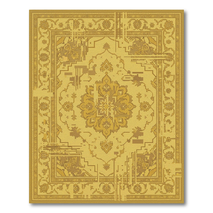 Golden Ochre Glitched Medallion Rug