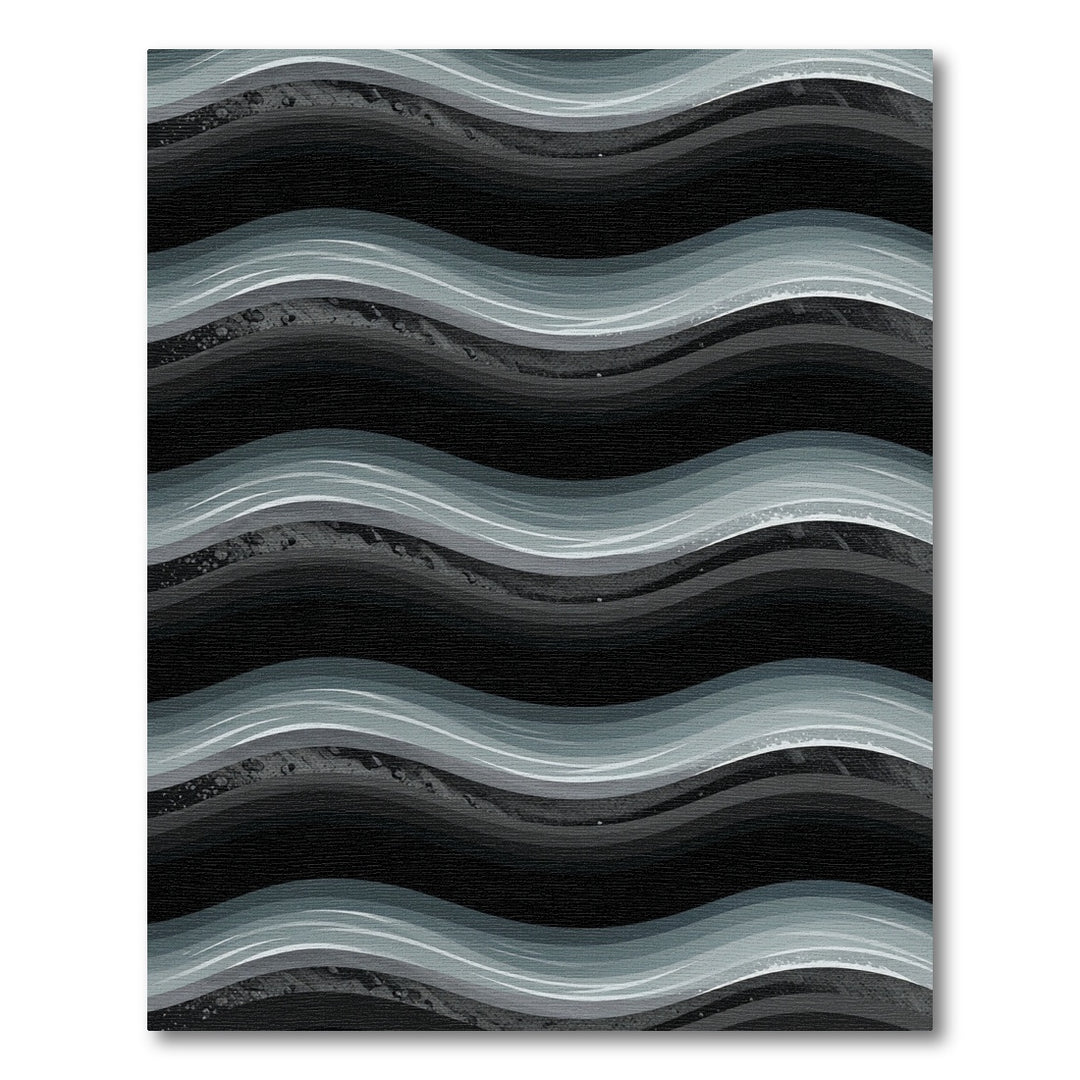 Gray And Black Wavy Abstract Rug
