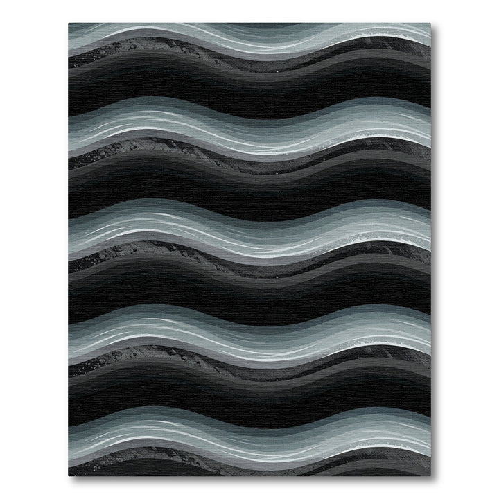 Gray And Black Wavy Abstract Rug