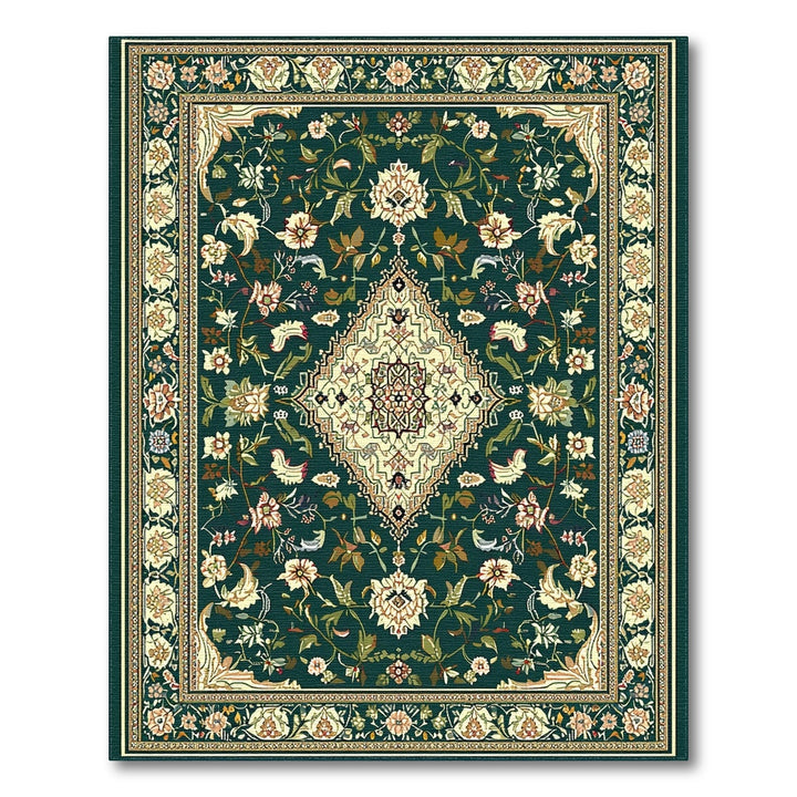 Green Traditional Persian Floral Traditional Persian Area Rug