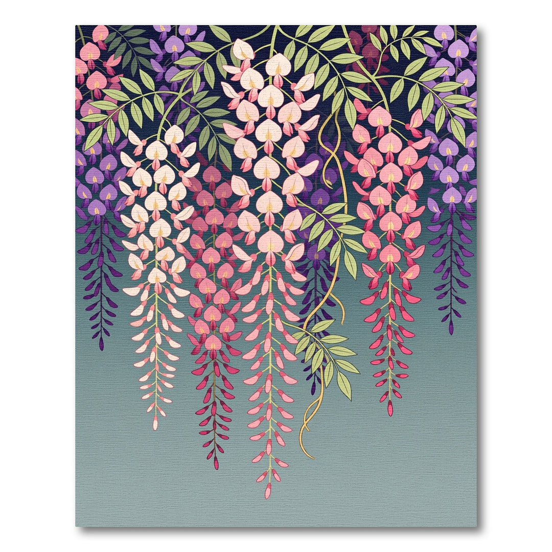 Cascading Pink Purple Wisteria Blooms Rug