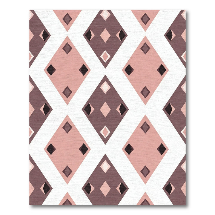 Dusty Rose Geometric Diamond Collection Rug