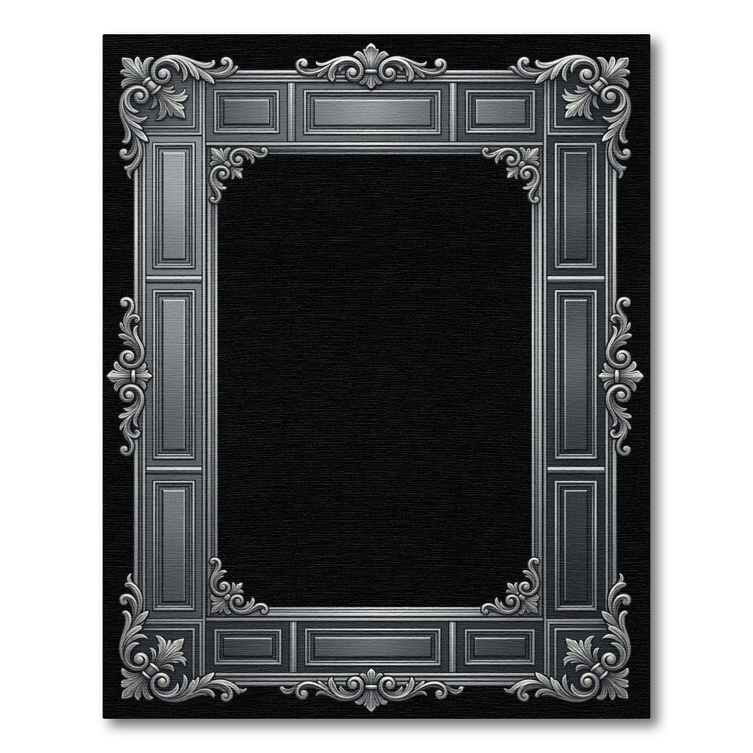 Ornate Silver Filigree Rectangular Frame Rug