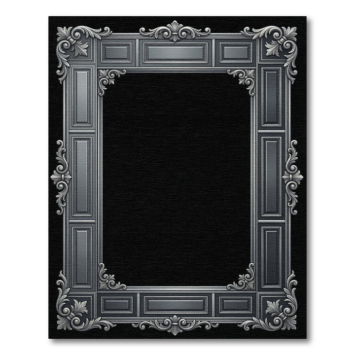Ornate Silver Filigree Rectangular Frame Rug