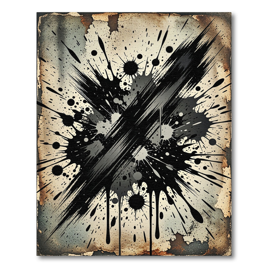 Black Ink Splatter Grunge Explosion Rug