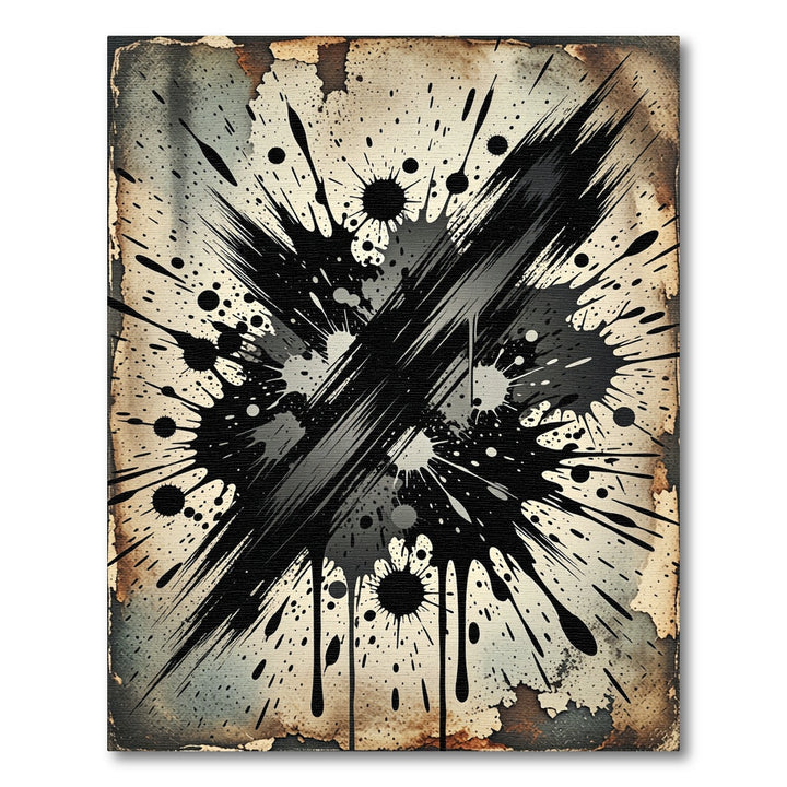 Black Ink Splatter Grunge Explosion Rug