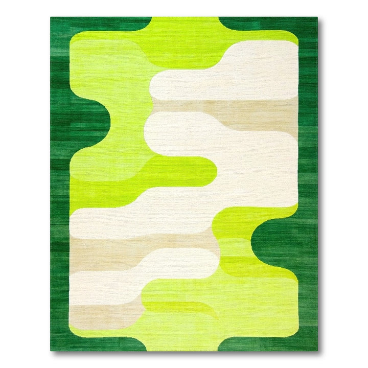 Wave Green Abstract Wave Area Rug