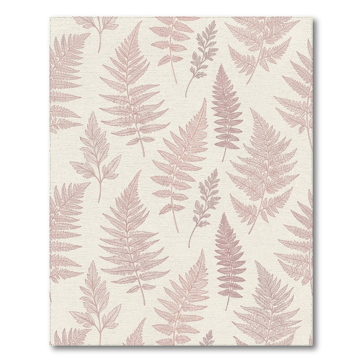 Pale Rose Fern Botanical Collage Rug