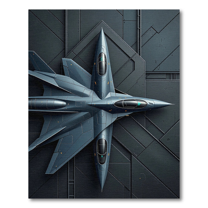Sleek Dark Blue Futuristic Jet Canvas Rug