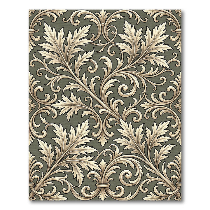 Elegant Tan Acanthus Scroll Rug
