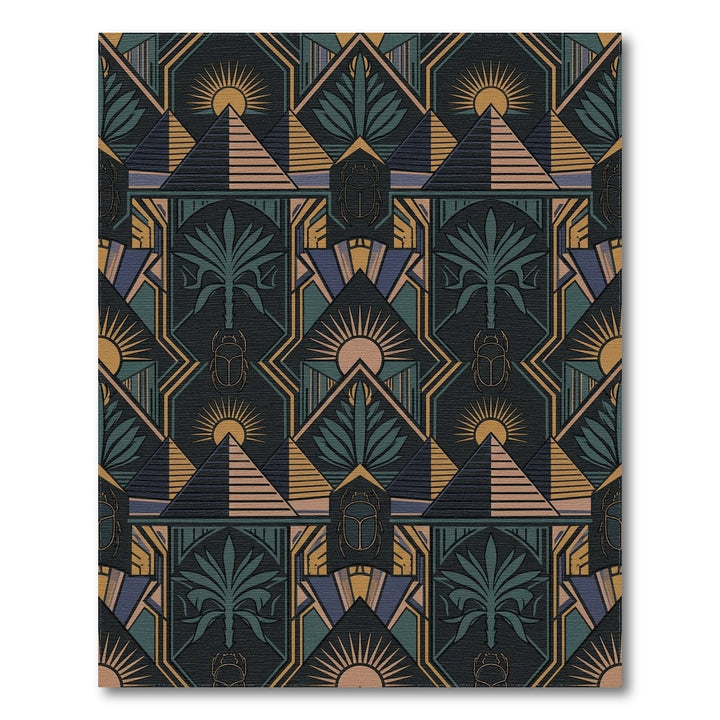 Art Deco Pyramid Scarab Sunburst Rug