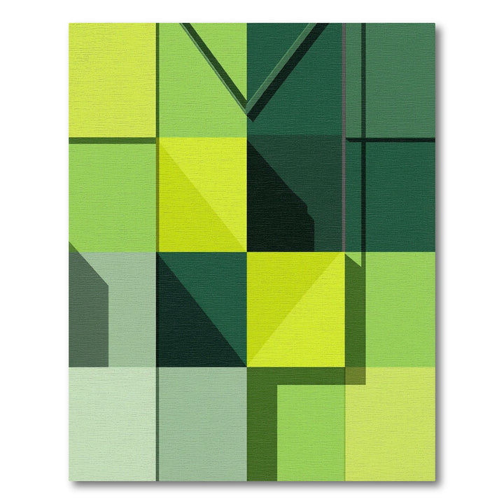 Emerald Geometric Shades Grid Rug