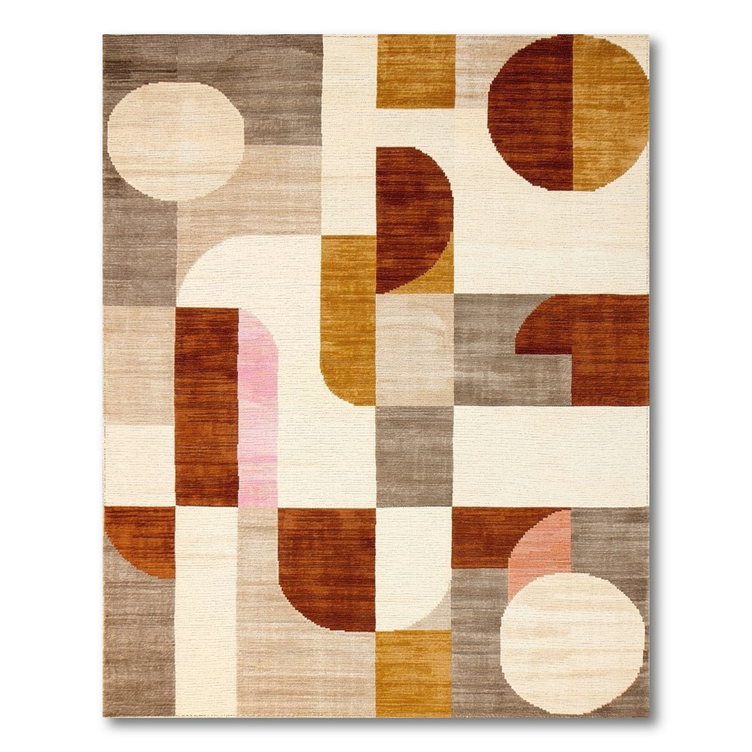 Brown and Tan Abstract Geometric Brown and Tan Area Rug