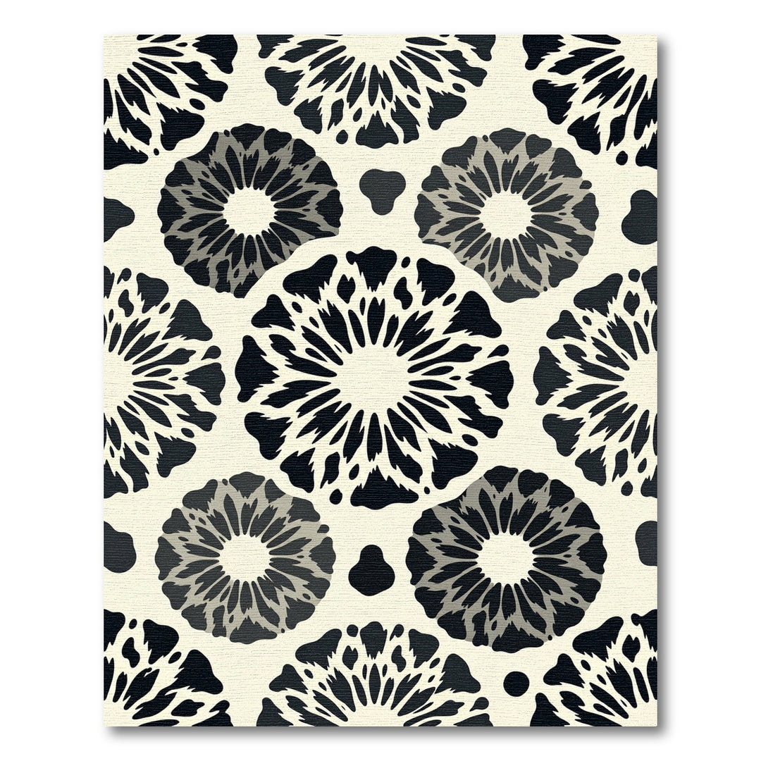 Black Cream Radial Bloom Rug