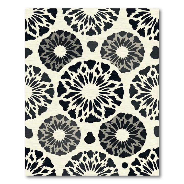 Black Cream Radial Bloom Rug