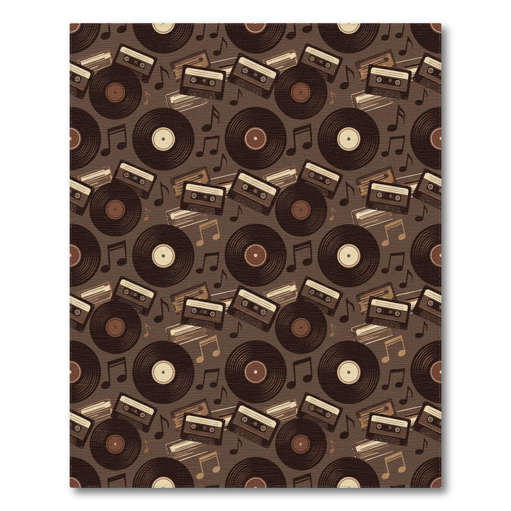 Retro Vinyl Cassette Music Notes Rug