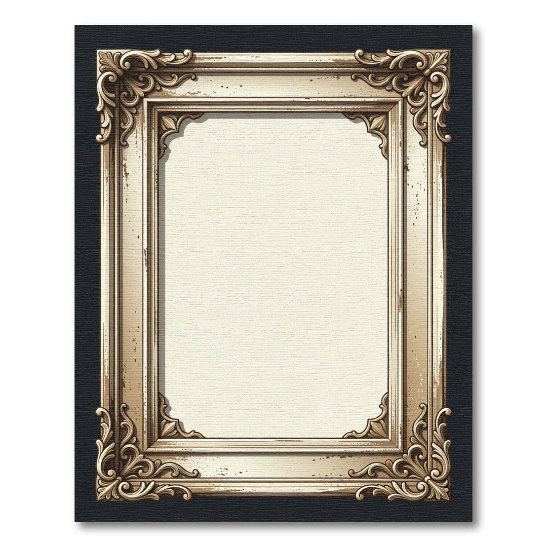 Ornate Gold Vintage Baroque Frame Rug