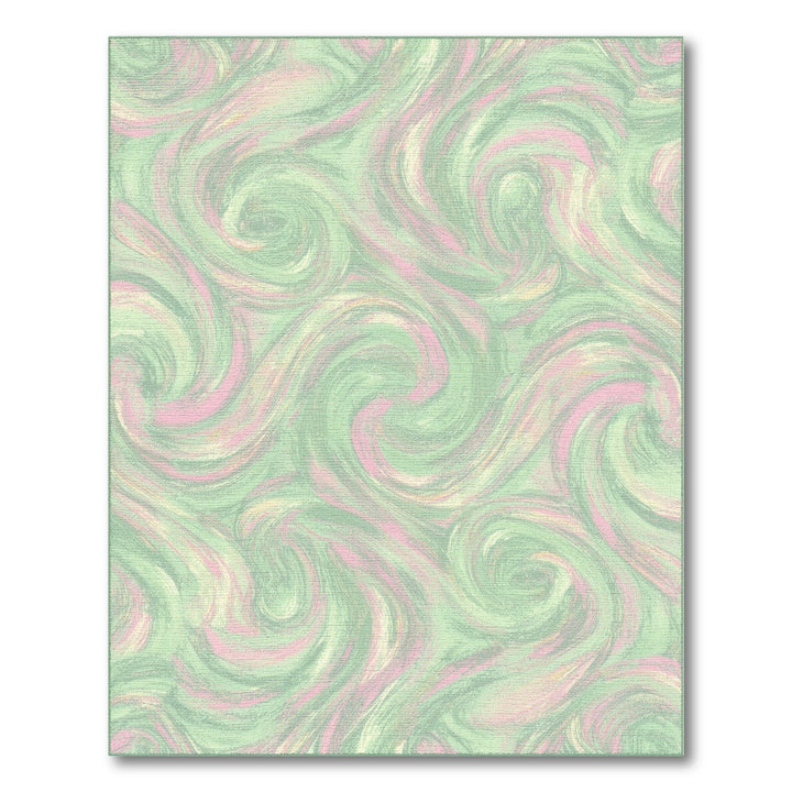 Mint Green Pink Swirl Abstract Area Rug