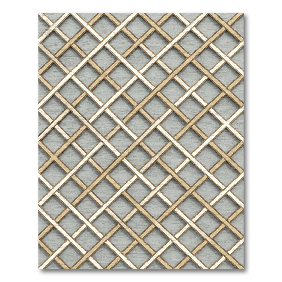 Gold and Gray Intersecting Square Rug