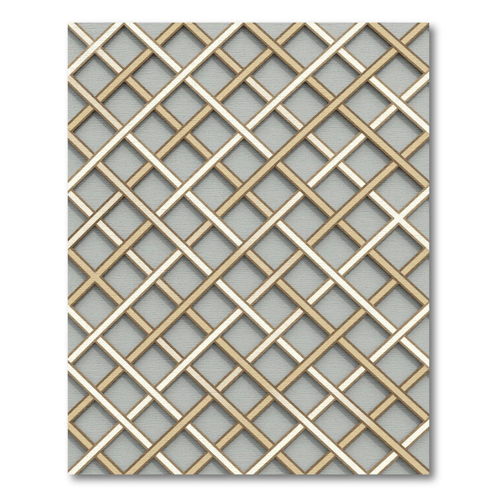 Gold and Gray Intersecting Square Rug