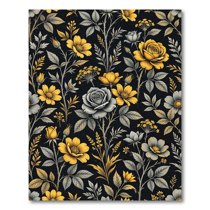 Earthy Yellow and Gray Floral Branches Rug