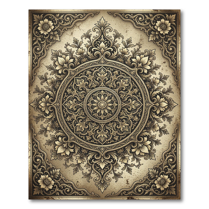 Antique Gold Floral Ornament Rug
