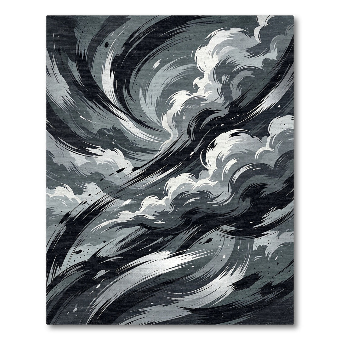 Dramatic Black White Swirl Cloud Rug