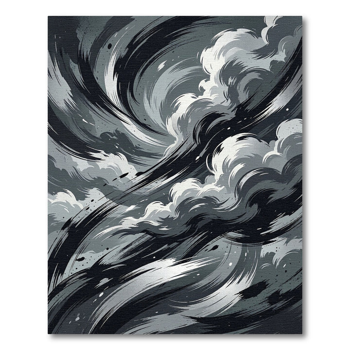 Dramatic Black White Swirl Cloud Rug