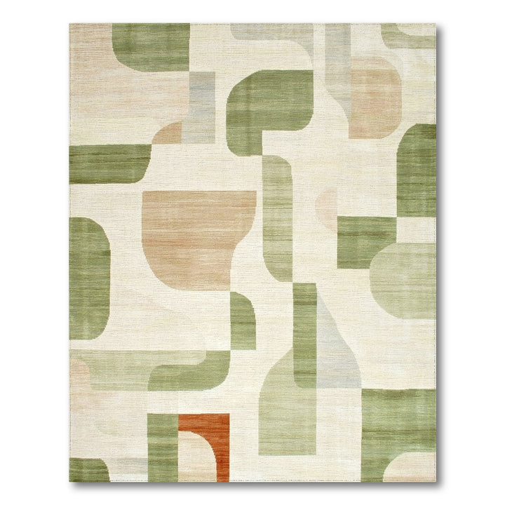 ODIKA Sage Green Abstract Area Rug