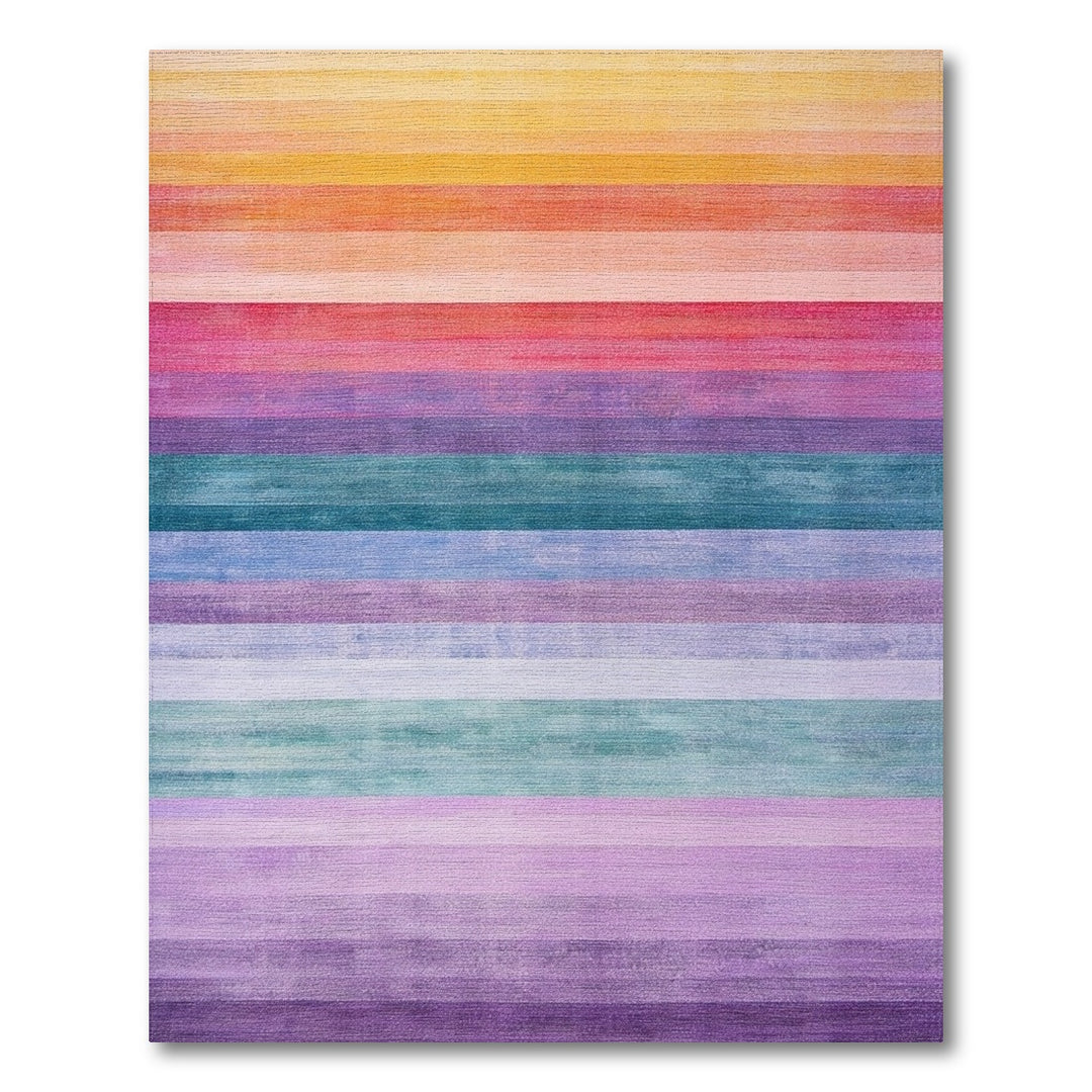 Multi-color and Patterns Rainbow Striped Multi-Color Area Rug