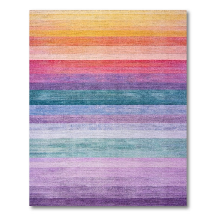 Multi-color and Patterns Rainbow Striped Multi-Color Area Rug
