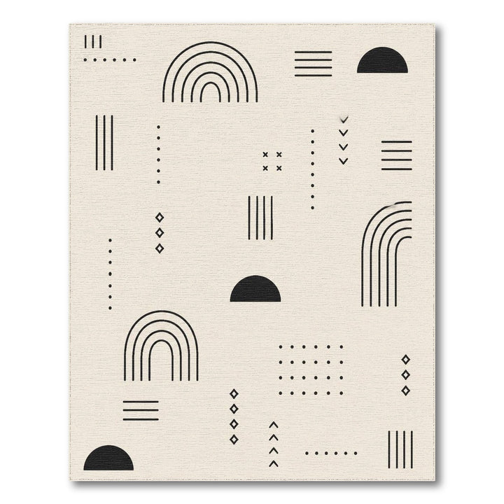Geometric Arch Black Beige Area Rug