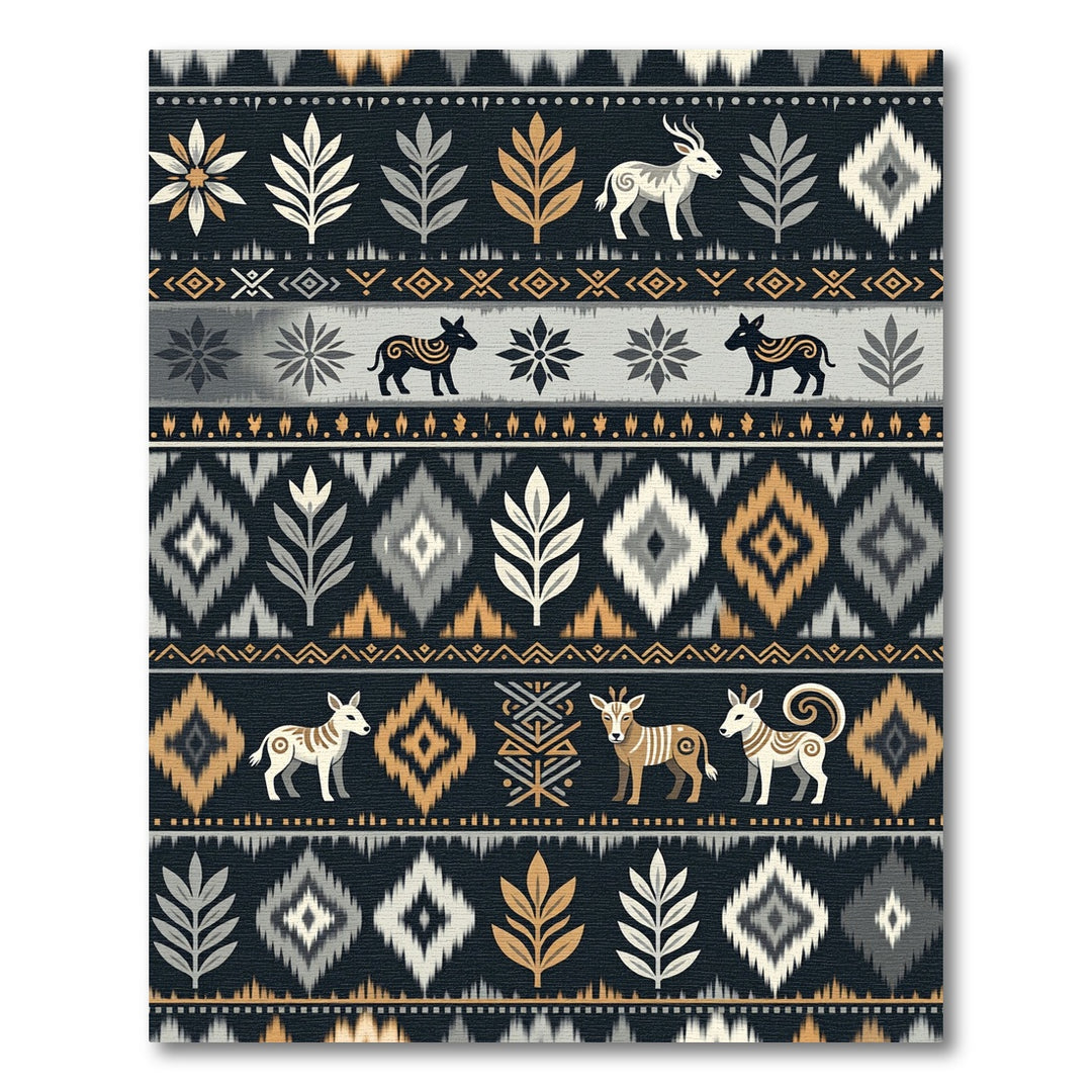 Tribal Animal and Leaf Abstract Rug